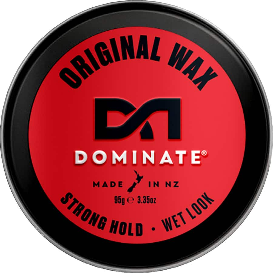 Dominate Hair Product Original Wax in a sleek container, ideal for achieving long-lasting, high-shine hairstyles for short to medium hair.