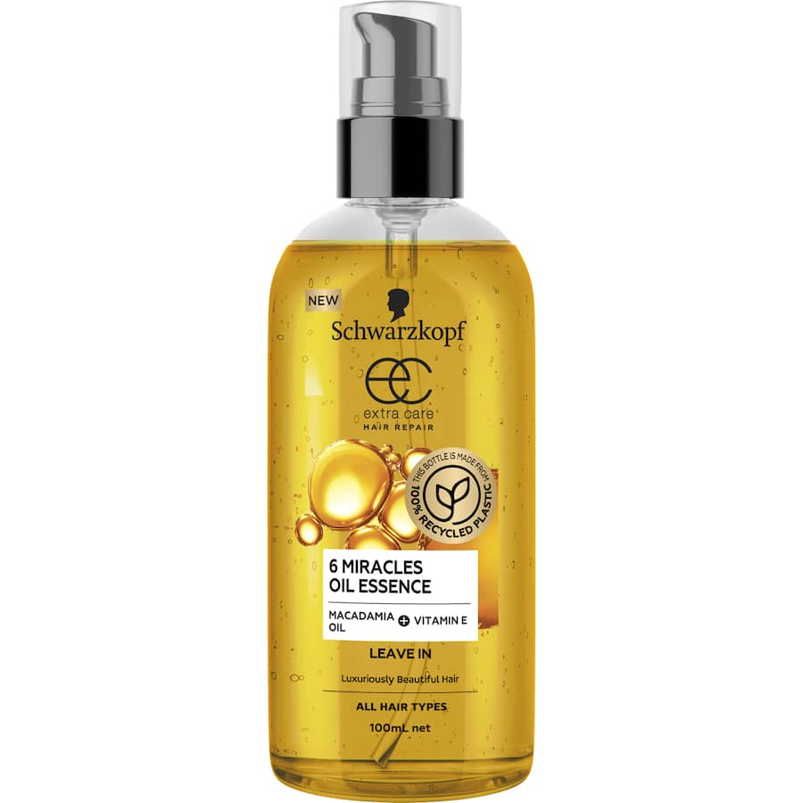 Luxurious hair oil with six miracle oils for hydration, shine, and nourishment, perfect for all hair types.