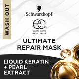 Schwarzkopf Extra Care Hair Treatment Mask for intense repair, enriched with Liquid Keratin and Pearl Extract for shiny, resilient hair.