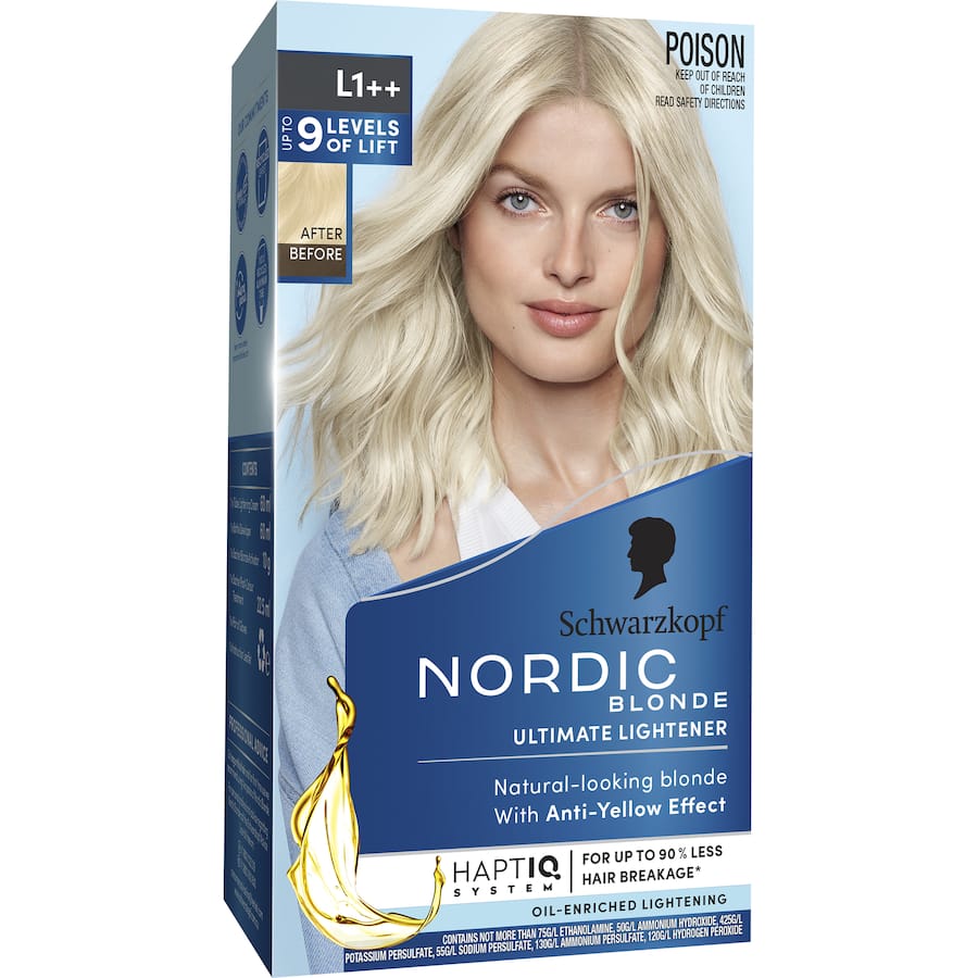 Nordic Blonde Hair Colour L1++ offers creamy ultimate lightening for vibrant, healthy, icy blonde hair at home.