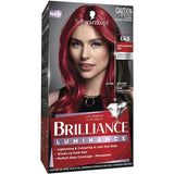 Vibrant Schwarzkopf Brilliance L43 Smouldering Red hair color tube, featuring nourishing Diamond Gloss Sealer for shiny, healthy hair.