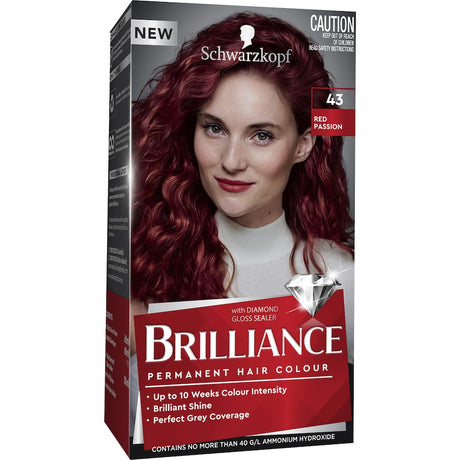 Vibrant red hair color from Schwarzkopf, enriched with Keratin for shine and durability, lasts up to 10 weeks.