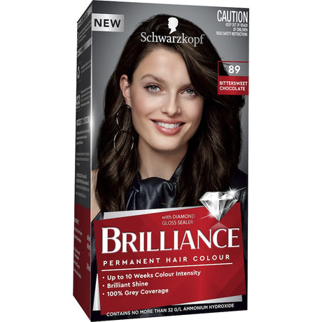 Schwarzkopf Brilliance Hair Colour 89 in Bitter Sweet Chocolate offers vibrant color, high gloss, and nourishing ingredients for healthy hair.