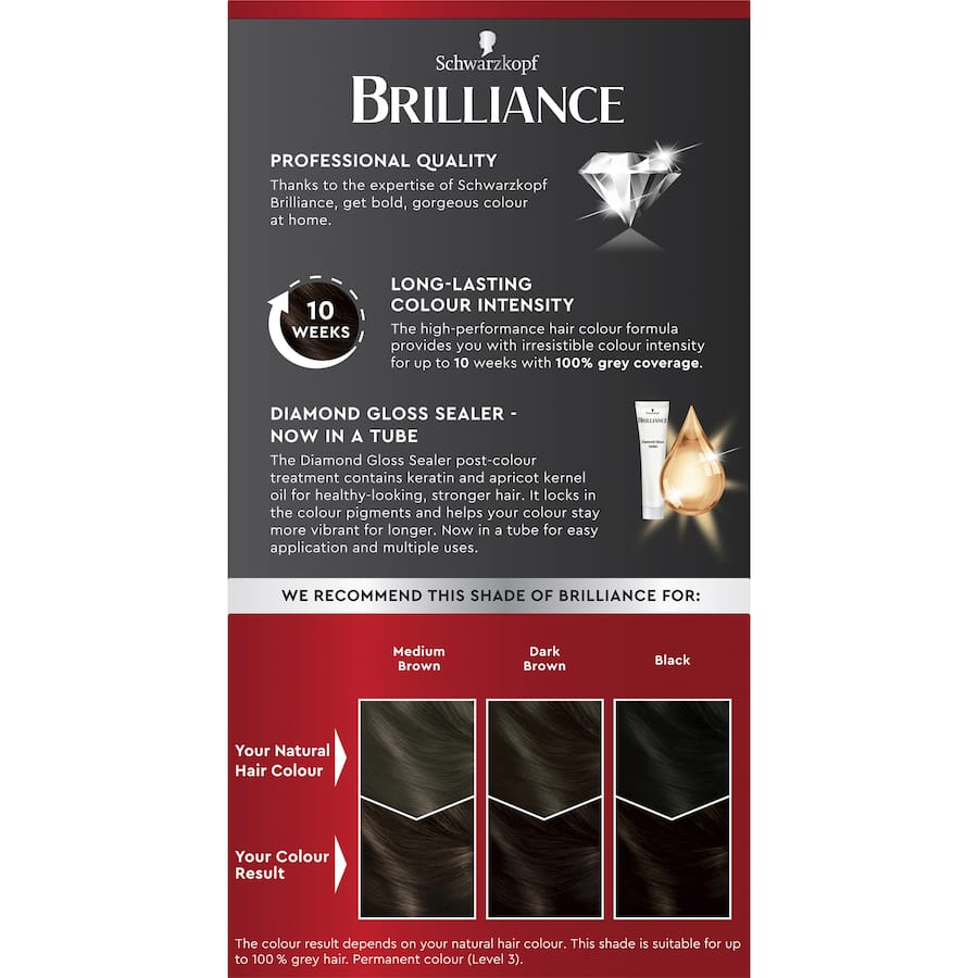 Schwarzkopf Brilliance Hair Colour 89 in Bitter Sweet Chocolate, vibrant, long-lasting color with nourishing shine and grey coverage.