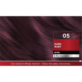 Schwarzkopf Brilliance Hair Colour 05 Dark Ruby tube, offering vibrant ruby shade with shine, grey coverage, and nourishing oils.