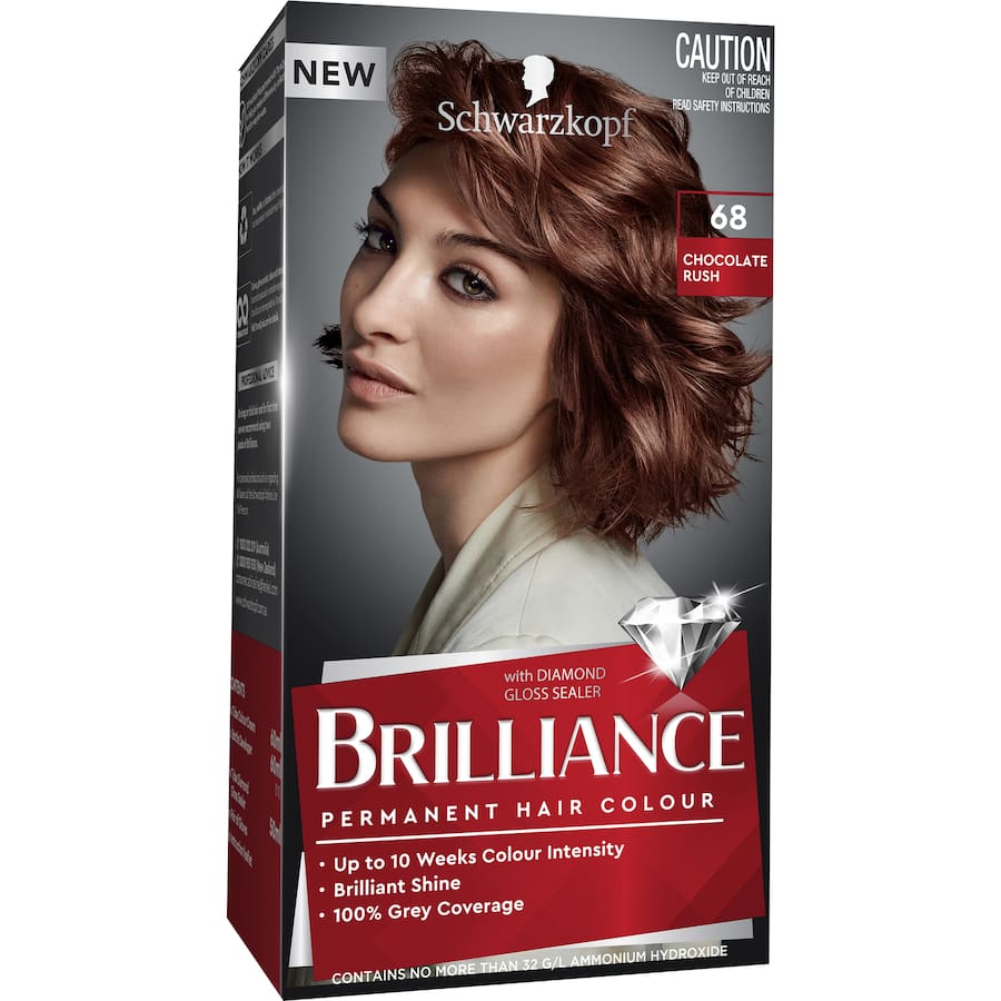 Rich chocolate hair color with brilliant shine, perfect grey coverage, and nourishing formula for healthy-looking hair.