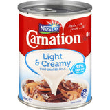 Carnation Light & Creamy Evaporated Milk, low-fat option for enhancing dishes with a rich, creamy texture and delightful flavor.