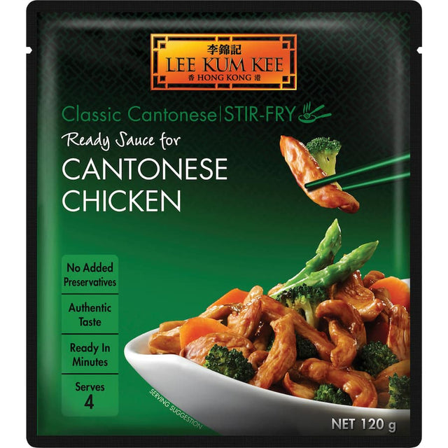 Lee Kum Kee Cantonese Stir-fry Chicken base for quick, authentic stir-fry with chicken and vegetables, perfect for any meal.