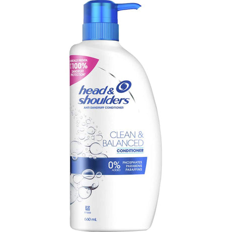 Head & Shoulders Clean & Balanced Conditioner, anti-dandruff, pH balanced, gentle formula for healthy, revitalized hair.