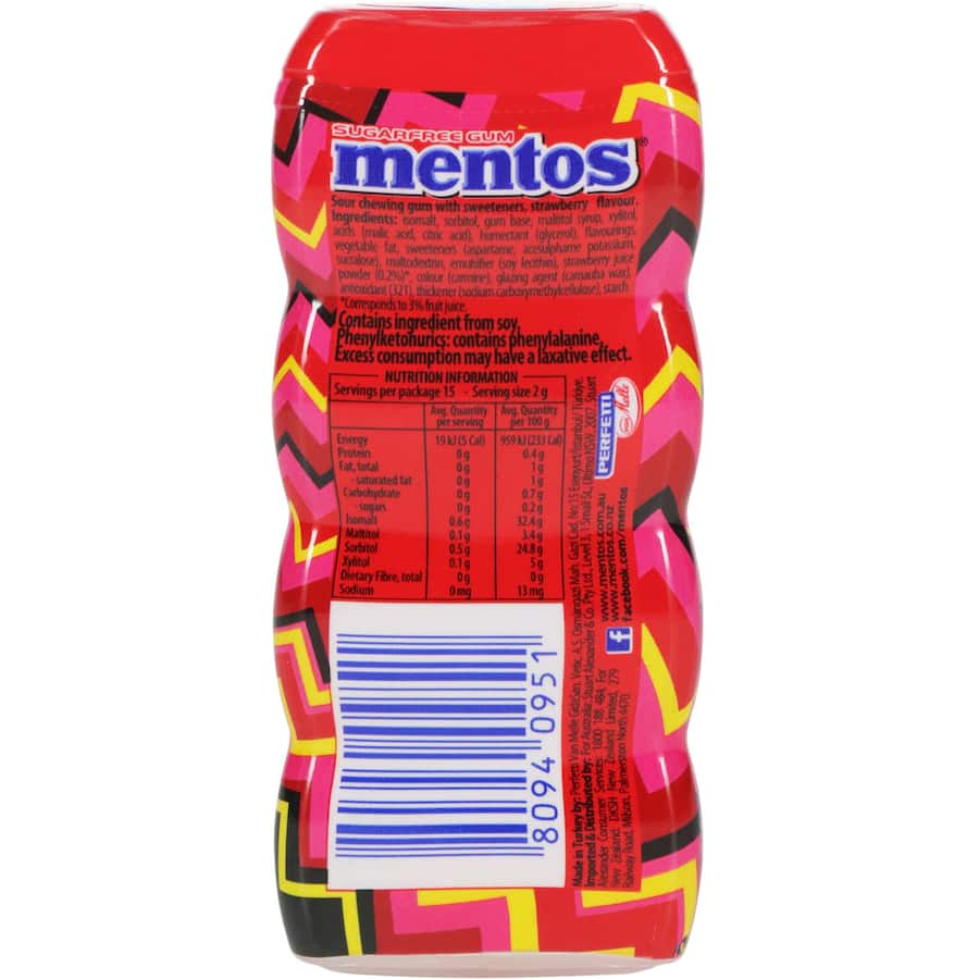 Mentos Sugar Free Chewing Gum Sour Strawberry