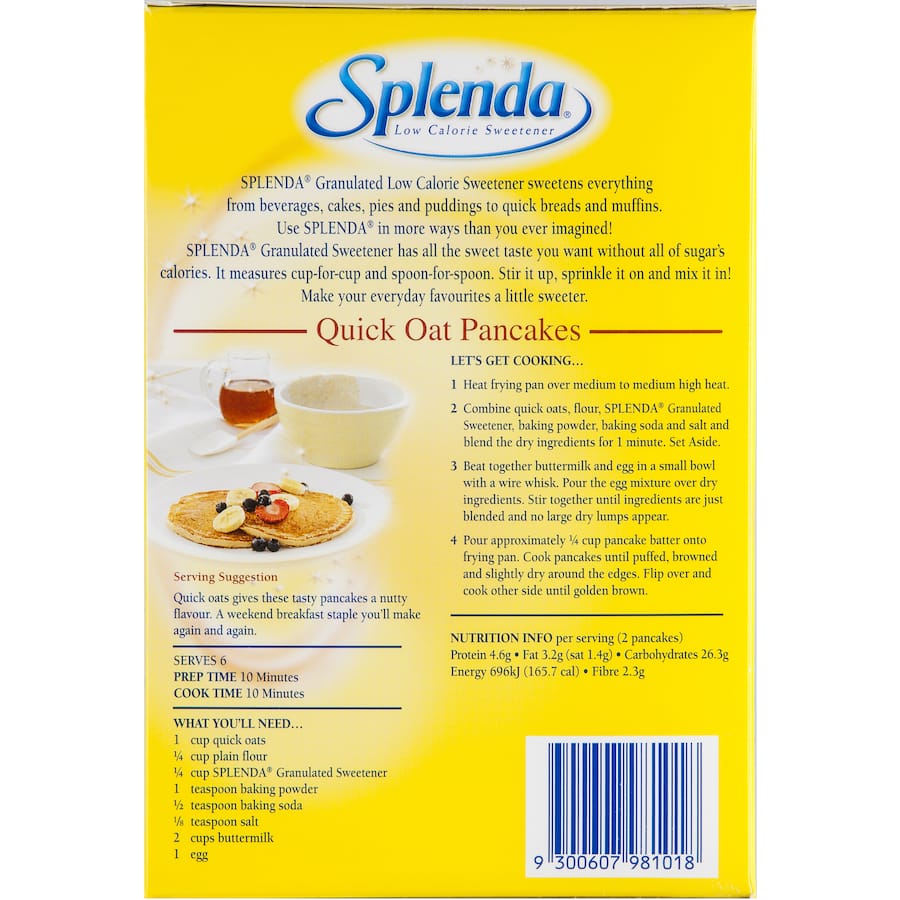 Splenda Sugar Substitute Granular Sweetener, a low-calorie sugar alternative for baking, cooking, and drinks, perfect for healthy living.