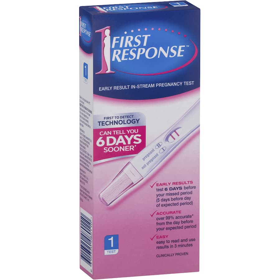 Early result First Response Pregnancy Test Kit Instream, detects hCG for reliable results up to 6 days before missed period.