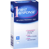 First Response Pregnancy Test Kit with easy dip design, delivers reliable results in just 2 minutes for at-home use.