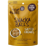 Tom & Luke Snack Balls Salted Caramel featuring dates, cashew nuts, and sea salt, a vegan protein-rich treat for guilt-free snacking.