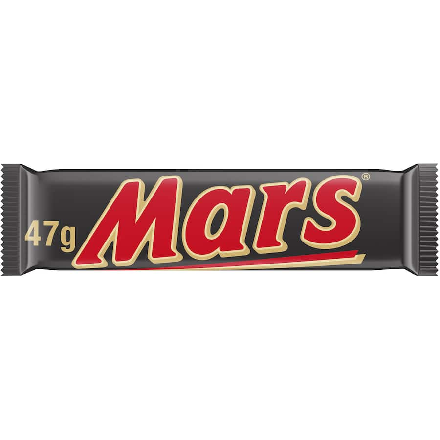 Mars Chocolate Bar featuring soft nougat and creamy caramel wrapped in rich milk chocolate, perfect for indulgence.