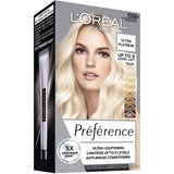 L'Oreal Paris Preference Hair Colour Bleach Ultra Platinum for stunning bright blonde hair with nourishing conditioner.