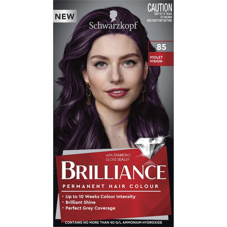 Vibrant violet hair color from Schwarzkopf Brilliance, offering long-lasting shine and perfect grey coverage.