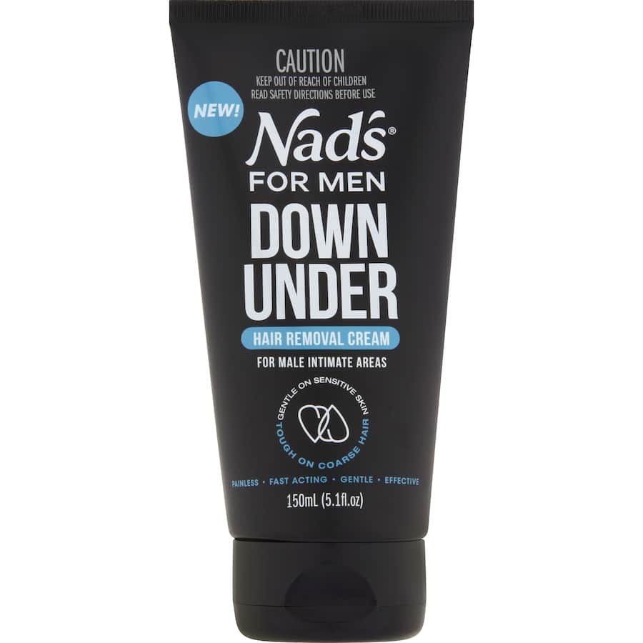 Nad's For Men Down Under Hair Removal Cream offers quick, painless hair removal for smooth skin, ideal for sensitive areas.