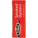 Whole smoked oysters in vegetable oil, offering savory flavors, perfect for snacks or antipasto platters.