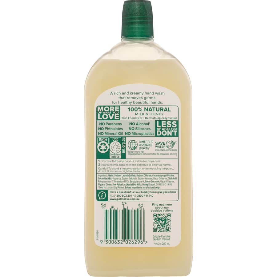 Palmolive Naturals Liquid Hand Wash Refill Milk & Honey Refill 500mL