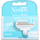 Gillette Venus Smooth Razor Blades with 3 curve-hugging blades and comfort cushions for a gentle, effective shave.