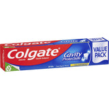 Colgate Cavity Protection Toothpaste value pack, vegan and gluten-free, enhances oral health with natural calcium for strong smiles.