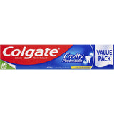Colgate Cavity Protection Toothpaste value pack promotes strong teeth, cavity defense, and fresh taste, suitable for all diets.
