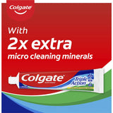 Colgate Triple Action Toothpaste in Original Mint for cavity protection, whitening, and fresh breath, now in a value pack.