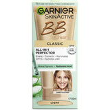 Garnier BB Cream All In 1 Perfector Light Beige, a lightweight formula for radiant skin, combines hydration, coverage, and SPF 15.