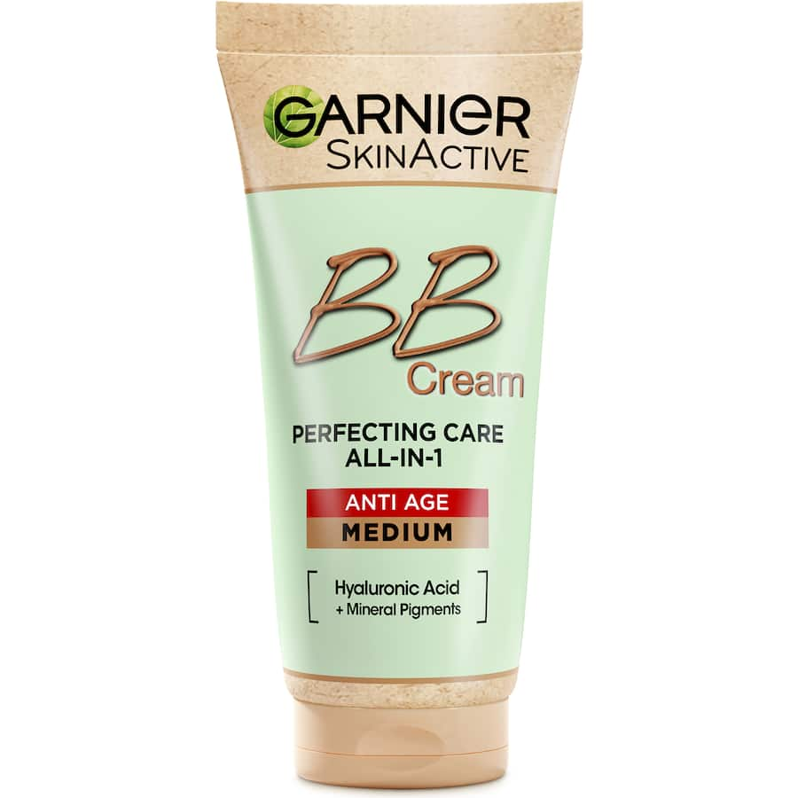 Garnier BB Cream Anti-Ageing Perfector in Medium offers hydration, coverage, and SPF 25 for radiant, even skin.