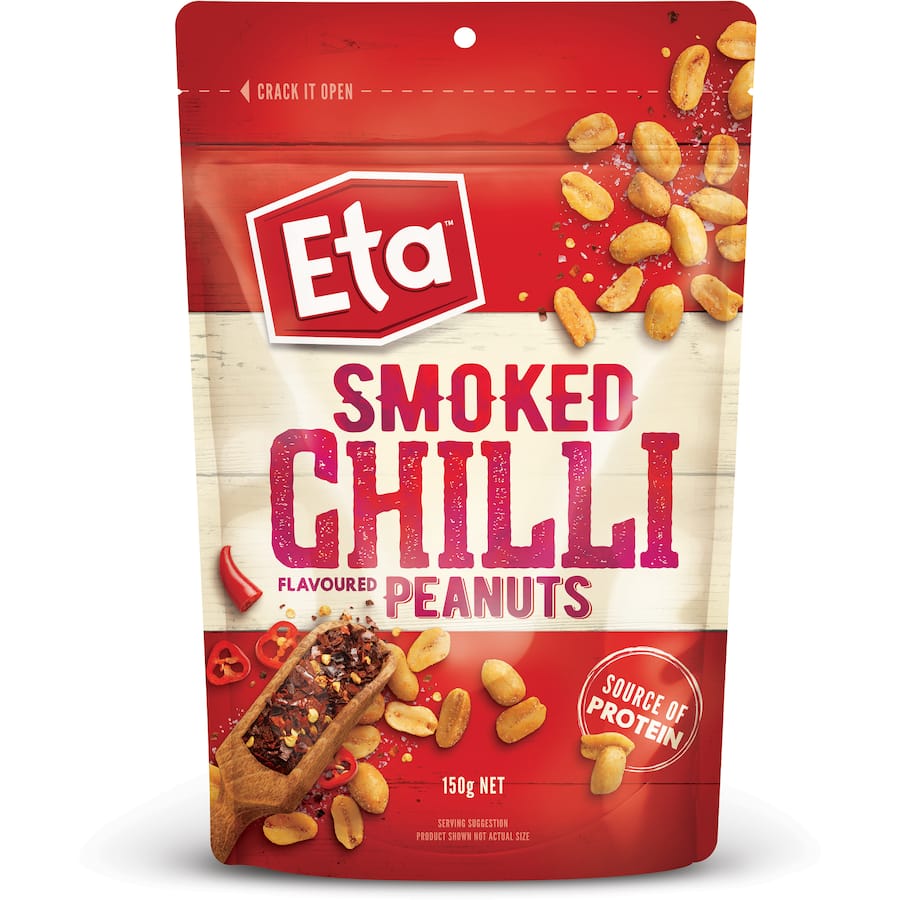 Crunchy Eta Peanuts Smoked Chilli, infused with a spicy smoky flavor, perfect for snacking or topping salads.