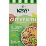 Vogels Muesli Clusters Gut Health featuring crunchy clusters of millet, buckwheat, nuts, fruits, and seeds for gut-friendly nutrition.