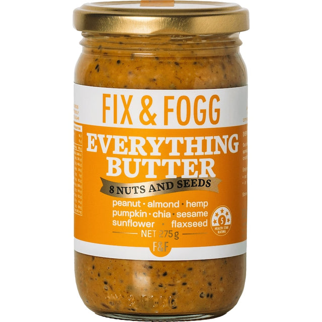 Fix & Fogg Everything Butter: a rich blend of nuts and seeds for versatile breakfast, snacks, and baking with wholesome nutrition.