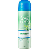 Gillette Venus Satin Care Shave Gel for Sensitive Skin with Aloe Vera, offering smooth glide and protection for delicate skin.