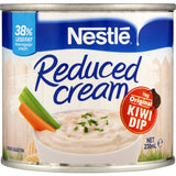 Nestle Reduced Cream in a resealable container, perfect for adding rich flavor to dishes with fewer calories.