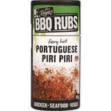 Vibrant Mrs Rogers BBQ Rub with Portuguese piri piri, garlic, and lemon for enhancing grilled meats and vegetables.