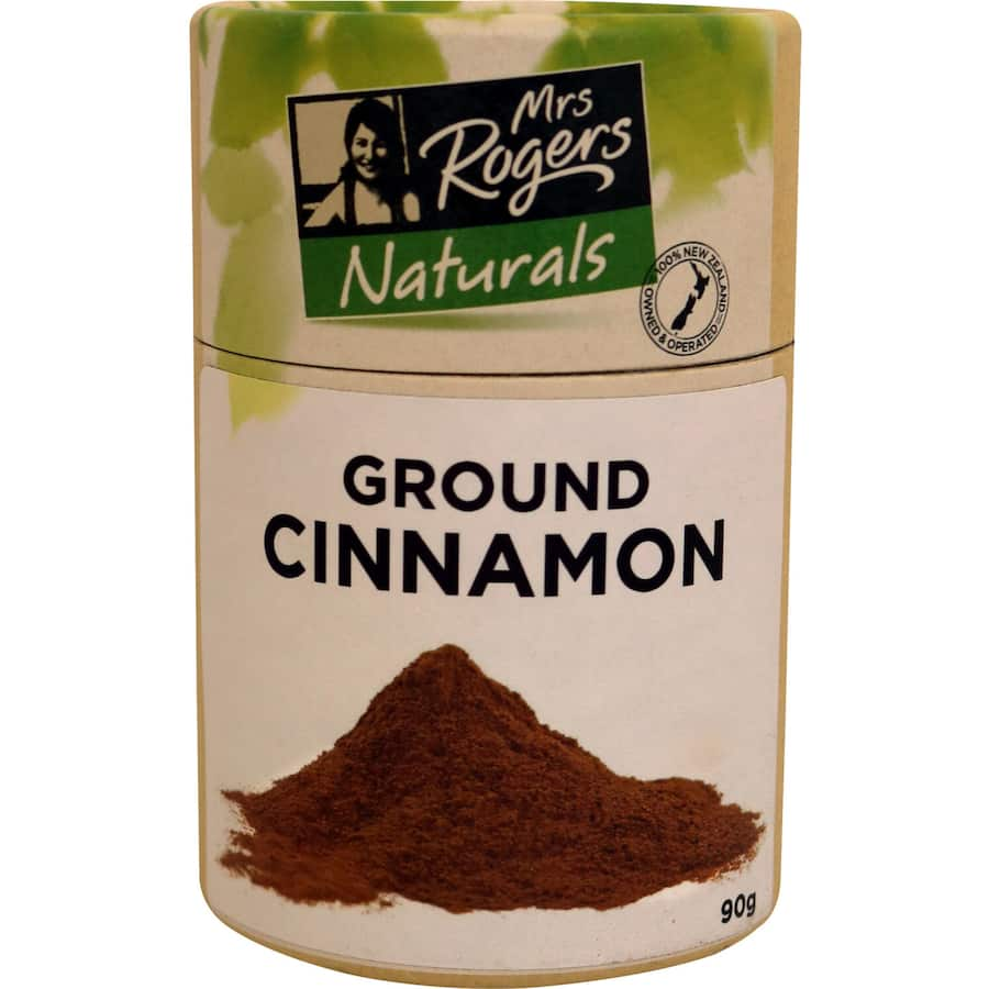 High-quality Mrs Rogers Naturals Cinnamon Ground, perfect for baking and cooking, with a warm, sweet, and spicy flavor.