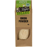 Mrs Rogers Eco Organic Onion Powder in a shaker bottle, adding rich flavor to culinary creations with sustainably sourced ingredients.