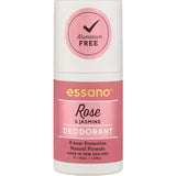 Essano Roll On Natural Deodorant in Rose & Jasmine offers 8-hour protection with a floral scent, free from aluminum and alcohol.