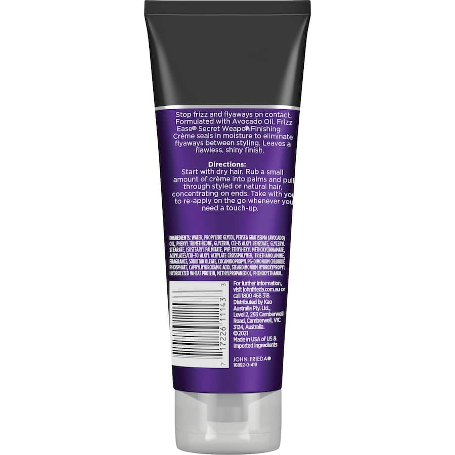 Smoothing cream for frizz control, delivering polished, shiny hair while protecting color-treated locks.