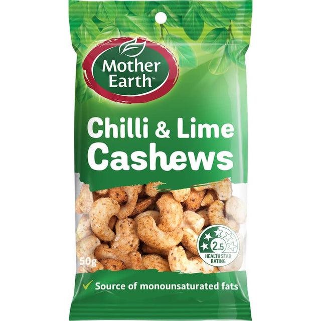 Crunchy cashews roasted with chili and lime for a zesty, gluten-free snack packed with plant-based protein.