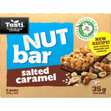 Tasti Nut Bar Salted Caramel: A gluten-free snack with real nuts and rich salted caramel for a nutritious, indulgent treat.