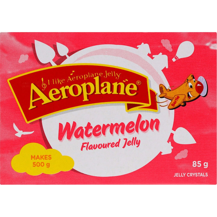 Aeroplane Jelly Original Watermelon, a nostalgic dessert with refreshing watermelon flavor, perfect for warm days and gatherings.