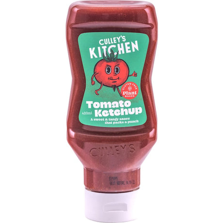 Gourmet Culleys Kitchen Tomato Ketchup made with vine-ripened tomatoes and secret spices, perfect for enhancing any meal.