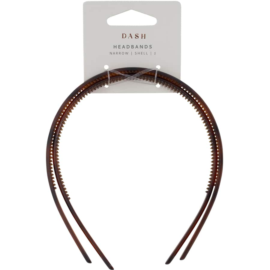 Stylish Dash Narrow Shell headbands in sleek finish, ideal for versatile hair styling, available in a 2-pack.