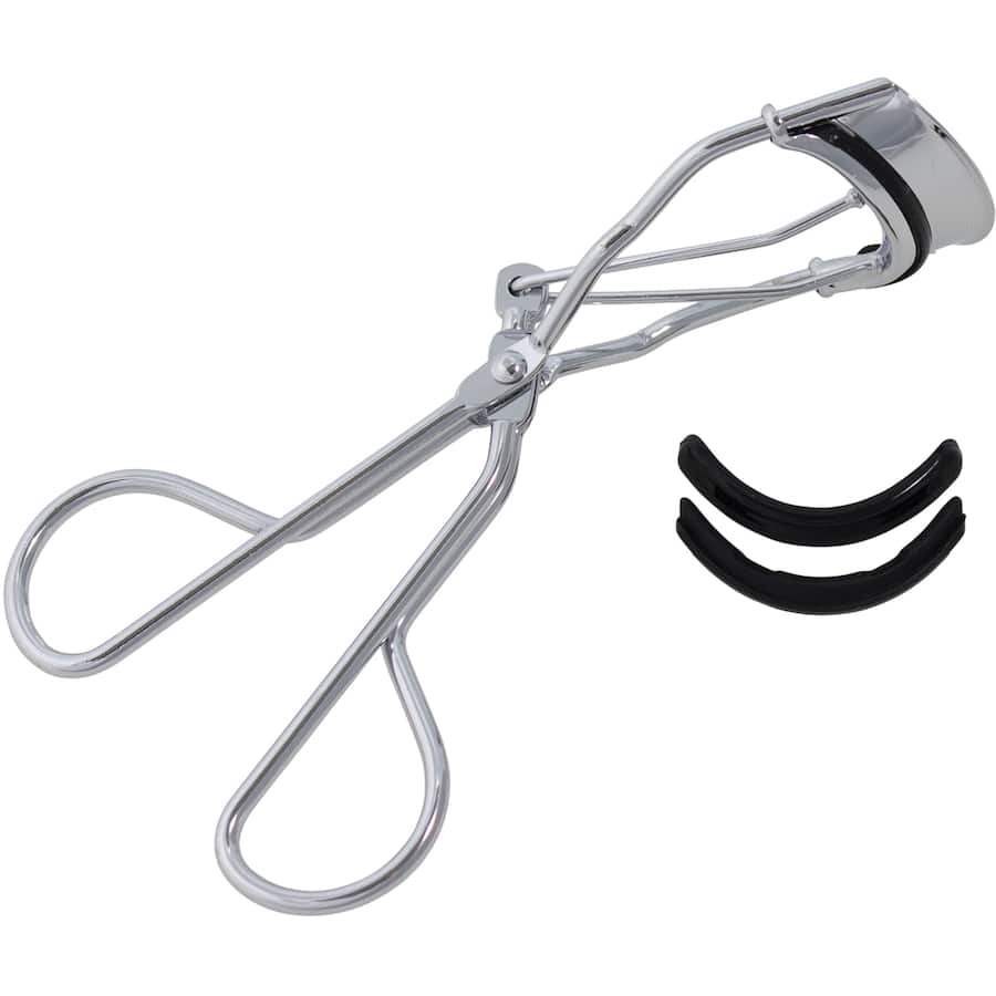 Chrome-plated Dash Eyelash Curler with ergonomic grip and silicone pads for beautiful, long-lasting curled lashes.