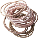 A pack of 20 large thin elastic hair ties in neutral shades, perfect for stylish and secure hair management.