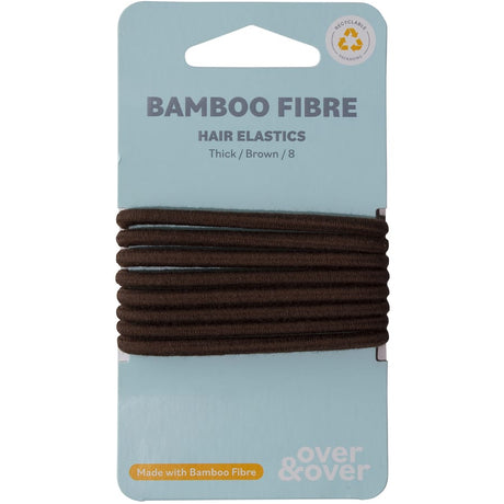 Thick brown organic bamboo hair ties, eco-friendly and gentle on all hair types, perfect for stylish, sustainable hair management.