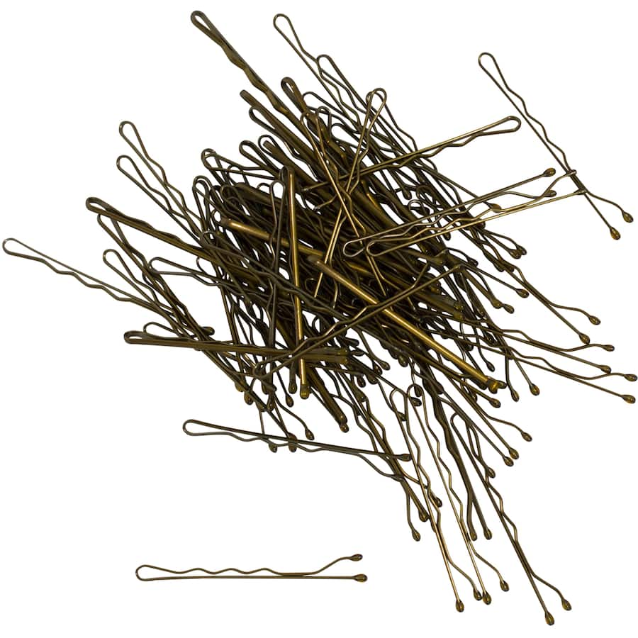 Bobby pins in blonde, 4.5cm length, with stay-put tips for a firm hold, rust-resistant for durable everyday use.