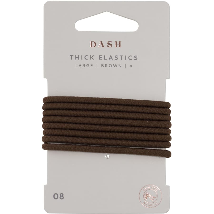 Large thick brown elastic hair ties in an 8-pack, perfect for secure and stylish hairstyles for all hair types.